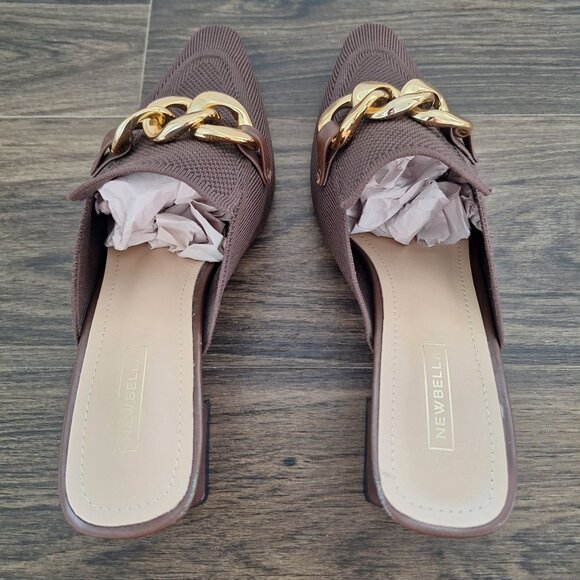 NWOT New Bella Brown Mules Size 8 Preppy Fall Chic - Picture 5 of 7